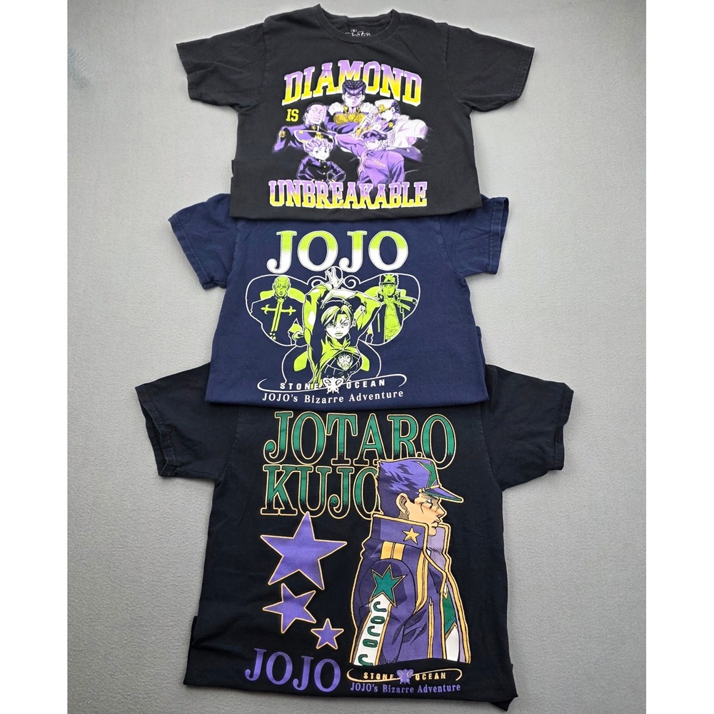 Lot of 3 Jojo Bizarre Adventure Stone Ocean Anime Graphic T Shirts Mens Jotaro